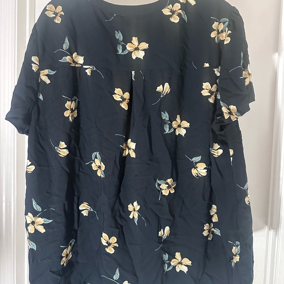 Hilary Radley Navy and Yellow Floral Blouse - Picture 3 of 3